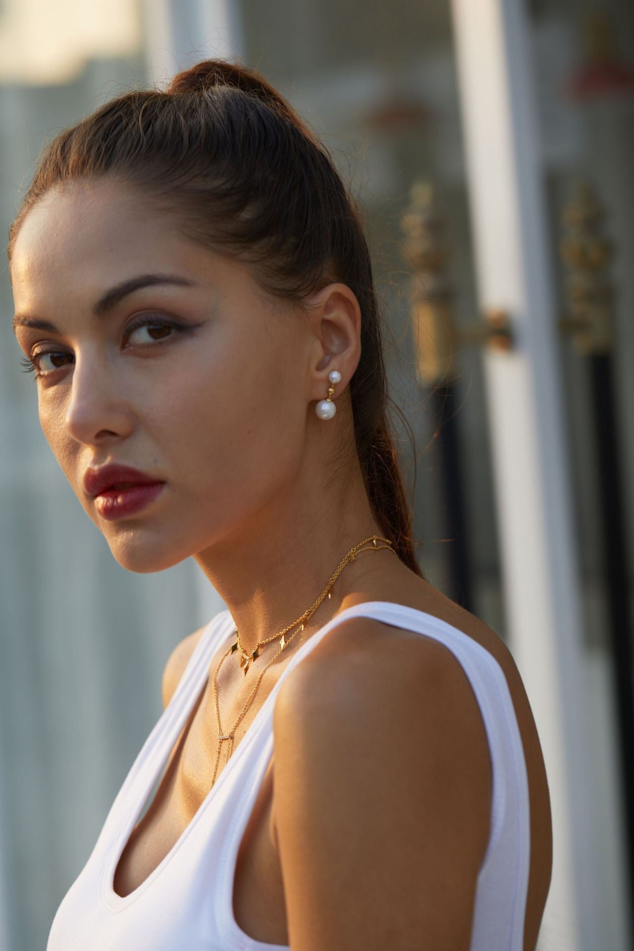 Sterling Silver Shell Pearl Stud Earrings