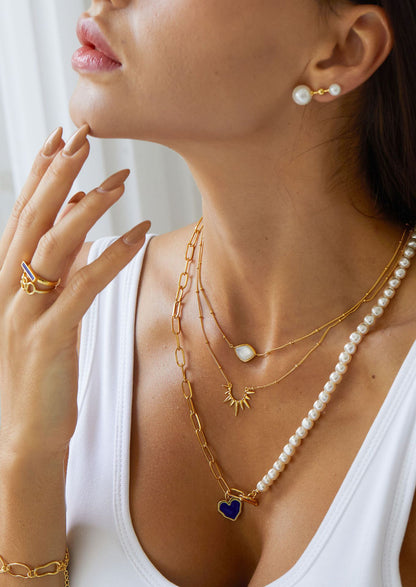 Sterling Silver Shell Pearl Stud Earrings