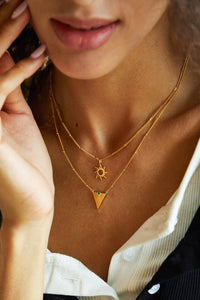 Gold Plated Triangular Pendant Necklace