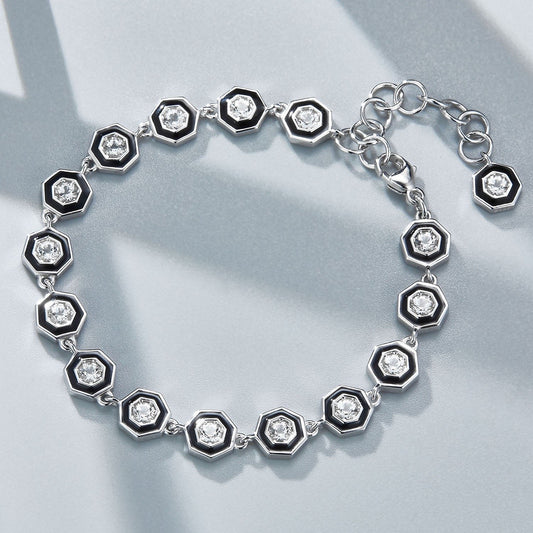 Sterling Silver Natural Topaz Octagon Bracelet