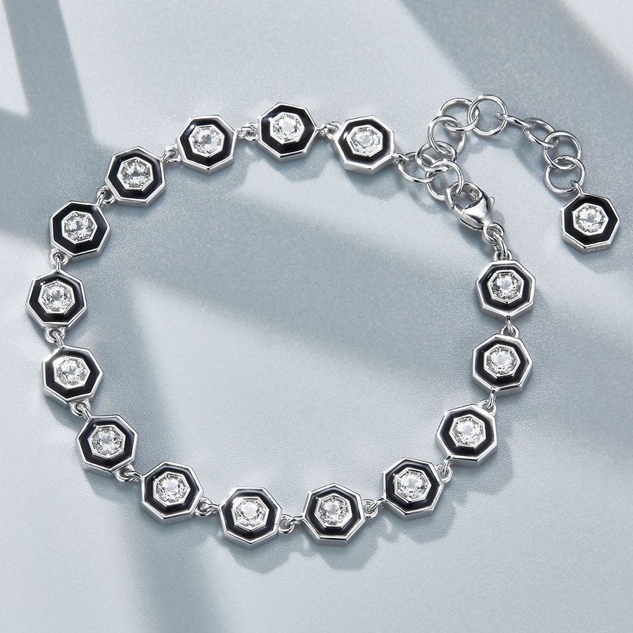 Sterling Silver Natural Topaz Octagon Bracelet