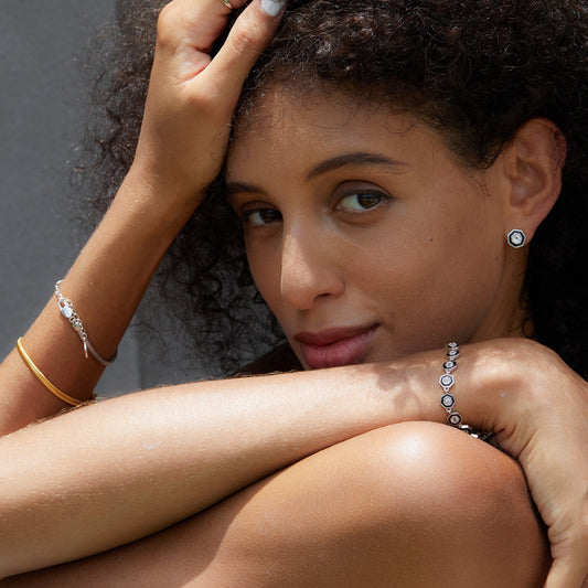Sterling Silver Natural Topaz Octagon Bracelet