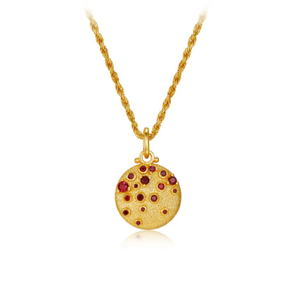 Sterling Silver Garnet Round Pendant Necklace