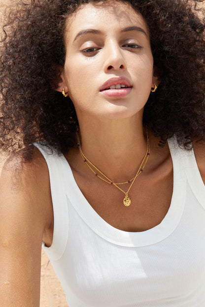 Sterling Silver Garnet Round Pendant Necklace