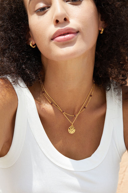 Sterling Silver Garnet Round Pendant Necklace