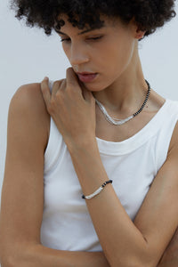 Sterling Silver Black Onyx Bead Necklace