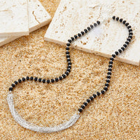 Sterling Silver Black Onyx Bead Necklace