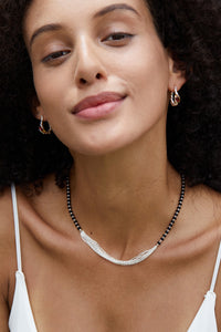 Sterling Silver Black Onyx Bead Necklace