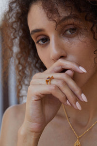 18K Gold Plated Natural Amethyst Square Ring