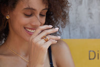 18K Gold Plated Natural Amethyst Square Ring