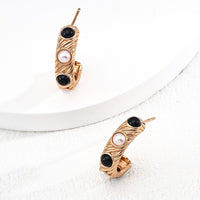 Sterling Silver Pearl & Black Onyx Accent Earrings