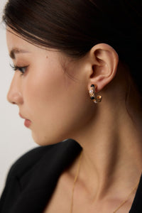 Sterling Silver Pearl & Black Onyx Accent Earrings