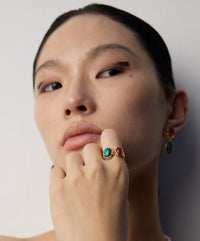 Sterling Silver Malachite, Tiger's Eye & Agate Ring