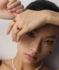 Sterling Silver Malachite, Tiger's Eye & Agate Ring