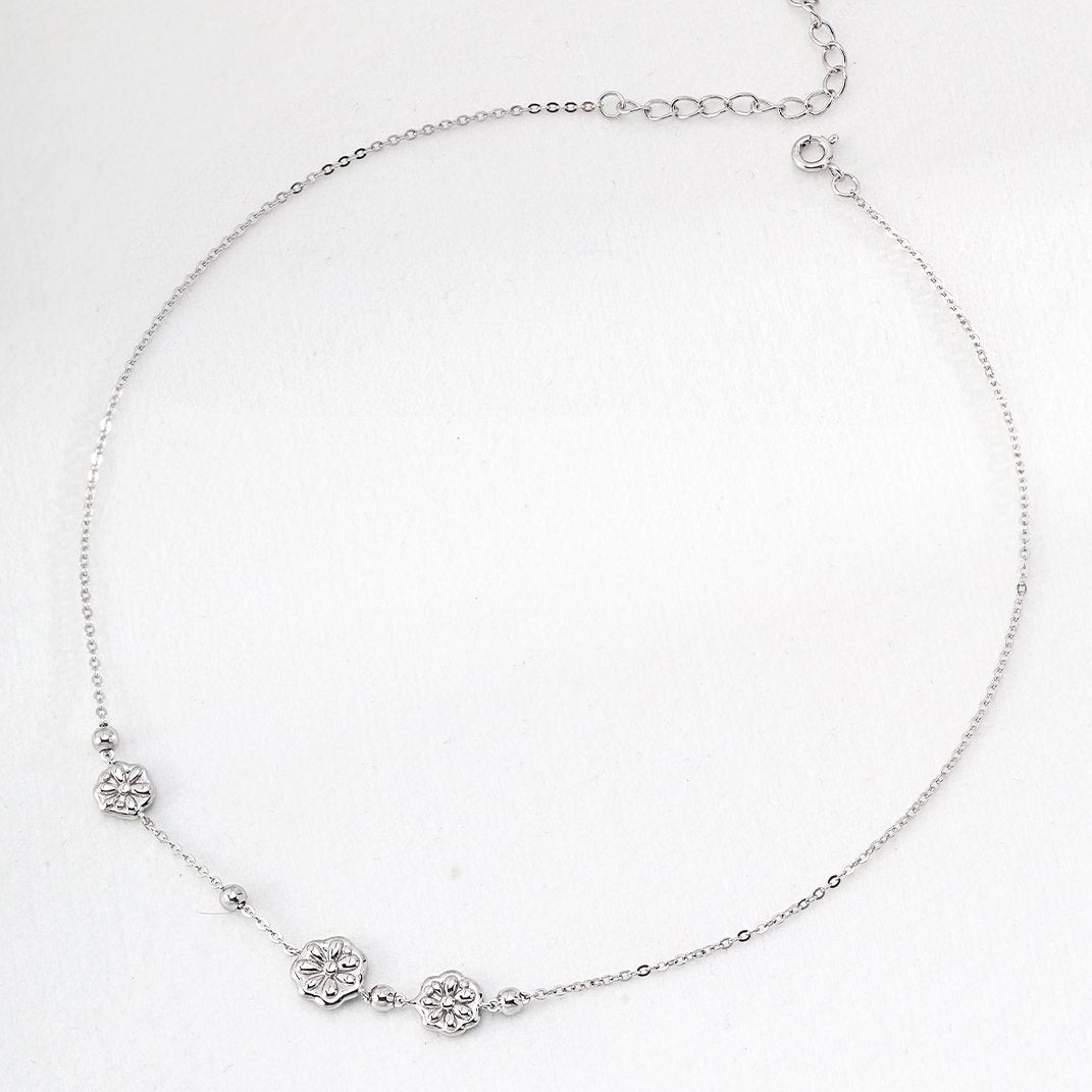 Sterling Silver Flower Stackable Necklace