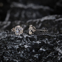 Moissanite Crown Stud Earrings in Sterling Silver