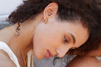 Black Onyx Beads Sterling Silver Hoop Earrings