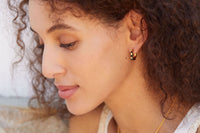 Black Onyx Beads Sterling Silver Hoop Earrings