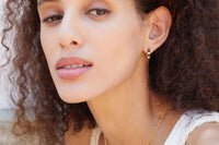 Black Onyx Beads Sterling Silver Hoop Earrings