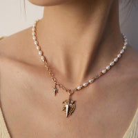 Sterling Silver Freshwater Pearl Cross Pendant Necklace