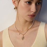 Sterling Silver Freshwater Pearl Cross Pendant Necklace