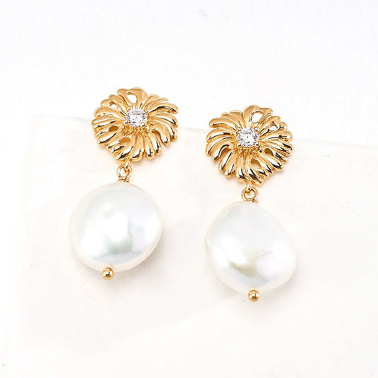 Gold Plated Pearl Drop Earrings