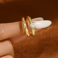 Moissanite Sterling Silver Ring Set