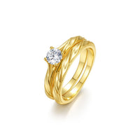 Moissanite Sterling Silver Ring Set