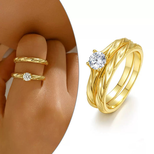 Moissanite Sterling Silver Ring Set