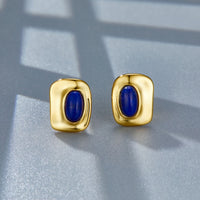 Natural Lapis Lazuli Square Stud Earrings