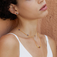 Natural Lapis Lazuli Square Stud Earrings