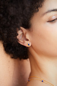 Natural Lapis Lazuli Square Stud Earrings