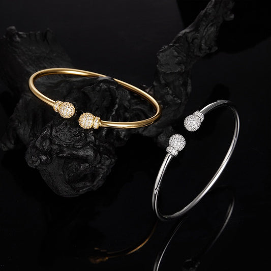 Sterling Silver Moissanite Bangle Cuff Bracelet