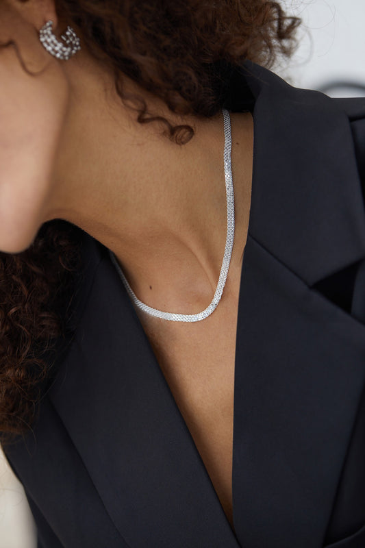 Sterling Silver Snake Chain Choker Necklace