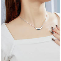 Curved Snake Chain Necklace in Sterling Silver