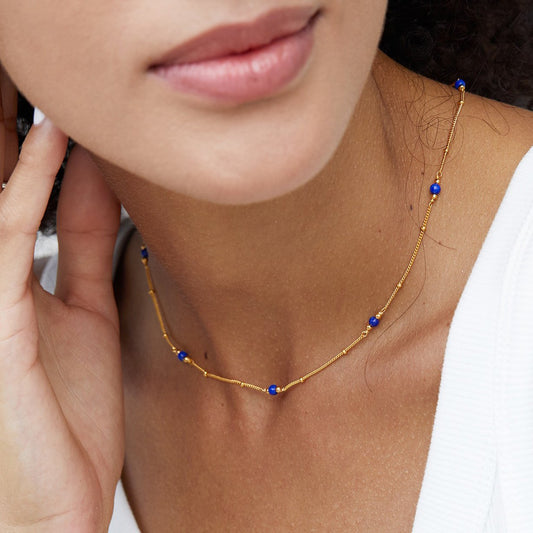 Sterling Silver Lapis Lazuli Minimalist Choker Necklace