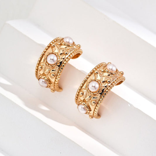 Sterling Silver Vintage Shell Pearl Earrings