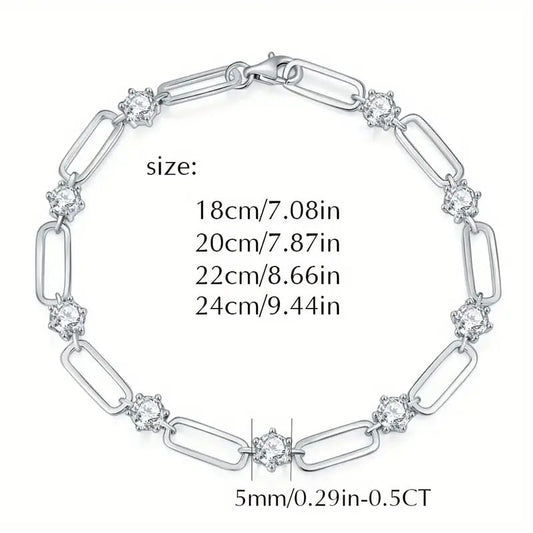 Moissanite Paperclip Bracelet in Sterling Silver