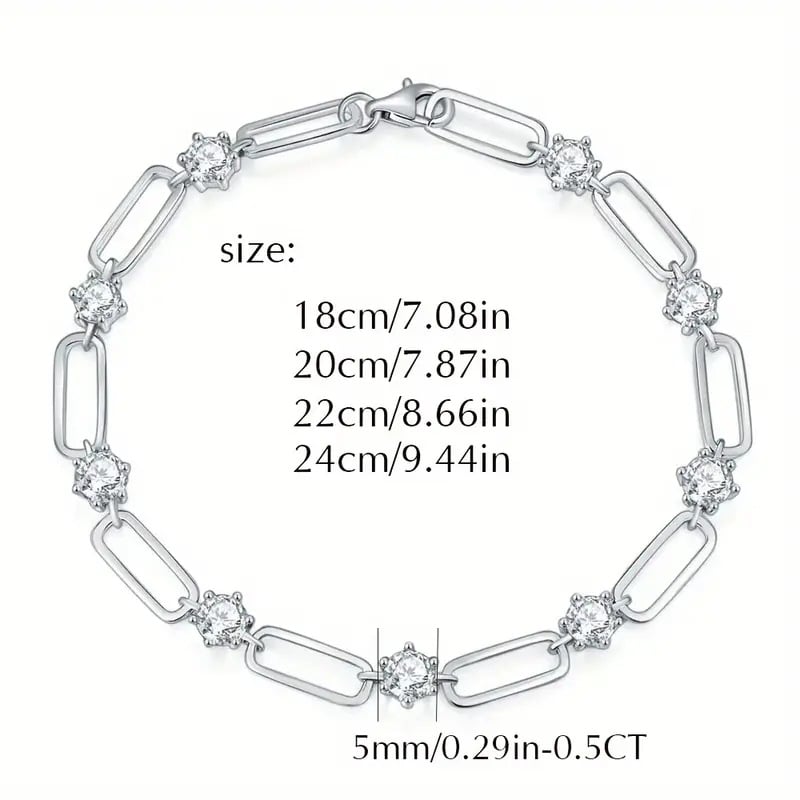 Moissanite Paperclip Bracelet in Sterling Silver