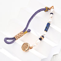 Braided Bracelet with Natural Pearl and Lapis Lazuli Accents