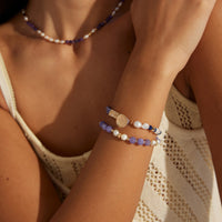 Braided Bracelet with Natural Pearl and Lapis Lazuli Accents