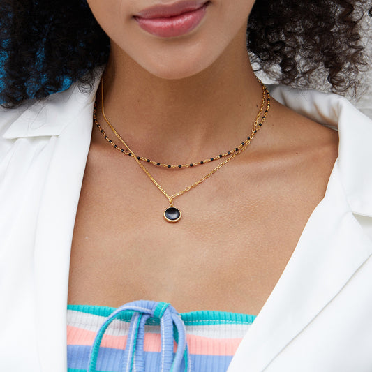 Gold Circle Pendant Necklace in Sterling Silver