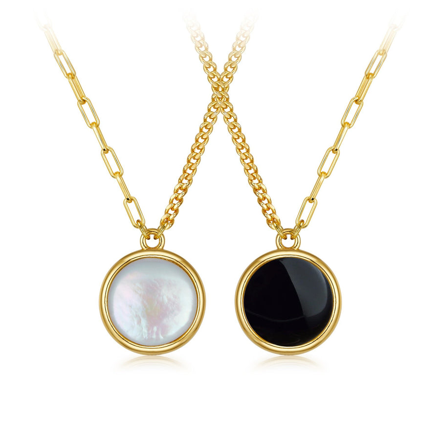 Gold Circle Pendant Necklace in Sterling Silver