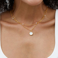 Gold Circle Pendant Necklace in Sterling Silver