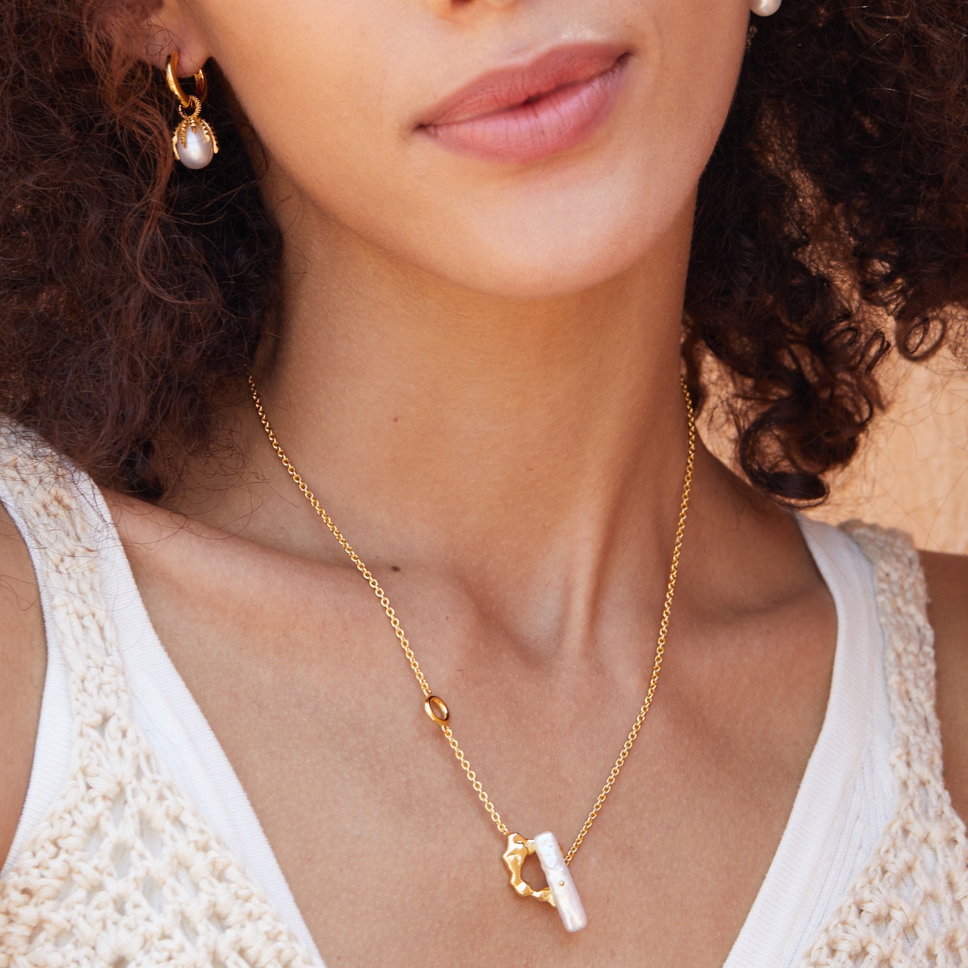 18K Gold Plated Baroque Pearl Choker Necklace