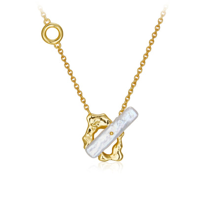 18K Gold Plated Baroque Pearl Choker Necklace