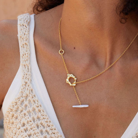 18K Gold Plated Baroque Pearl Choker Necklace