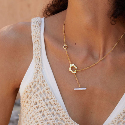 18K Gold Plated Baroque Pearl Choker Necklace