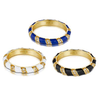 Sterling Silver Enamel Cubic Zirconia Stackable Rings