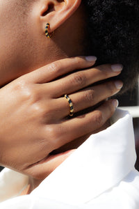 Sterling Silver Enamel Cubic Zirconia Stackable Rings